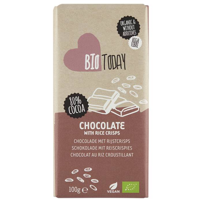 Bio Today - Chocolate with Rice Crisps, 100g  Pack of 12