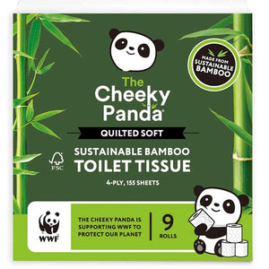 Cheeky Panda - Luxury Quilted Bamboo Toilet Tissue, 9 Rolls | Pack of 5