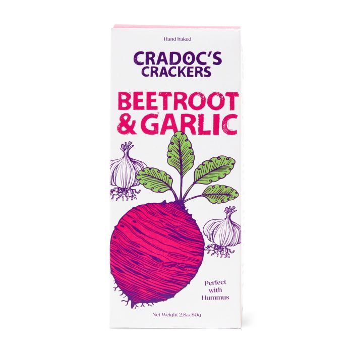 Cradoc's - Beetroot & Garlic Crackers, 80g  Pack of 6