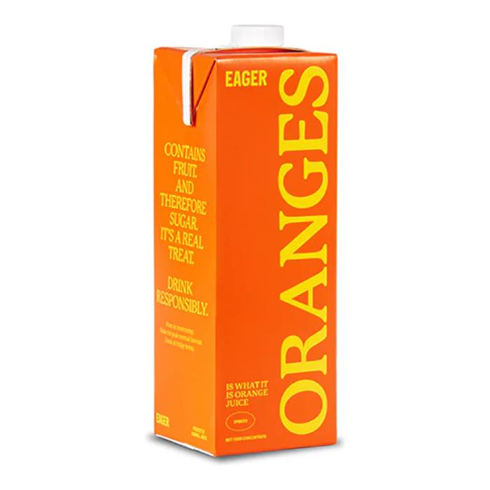 Eager - Orange ( With bits ) Juice, 1L - Pack of 8