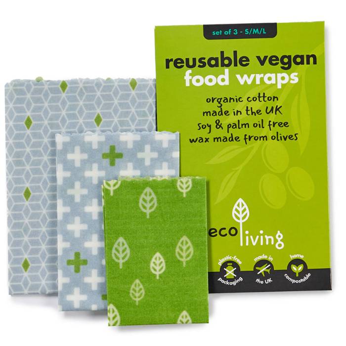 Ecoliving - Reusable Vegan Food Wraps (Set of 3), 1 Piece