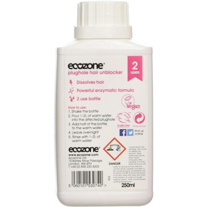 Ecozone - Plughole Hair Unblocker, 250ml - back