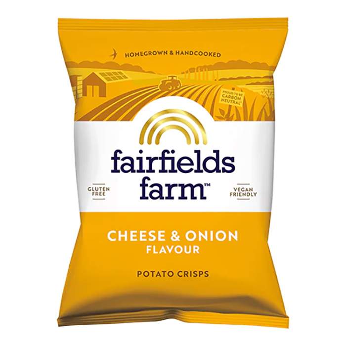 Fairfields Farm Crisps - Cheese & Onion Crisps, 40g - Pack of 36