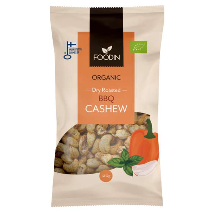 Foodin - Organic Dry Roasted Bbq Cashew, 120g  Pack of 8