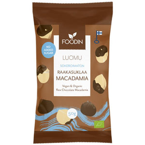 Foodin - Organic Raw Chococolate Coated Macadamia, 50g | Pack of 8