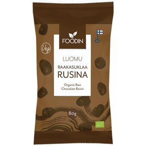 Foodin - Organic Raw Chocolate Coated Raisins, 80g | Pack of 8