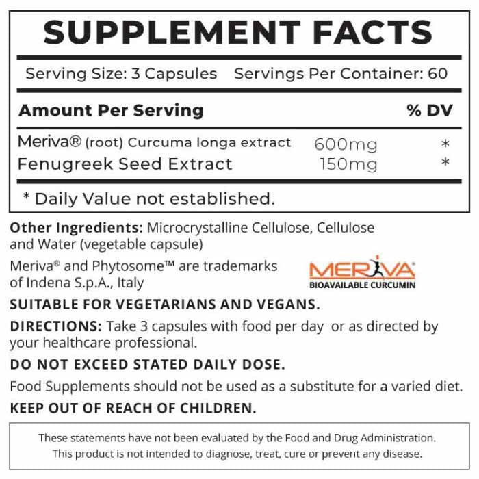 Good Health Naturally - CurcuminX4000 with Fenugreek, 180 Capsules - back