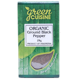 Green Cuisine - Organic Pepper Ground Black, 25g | Pack of 6