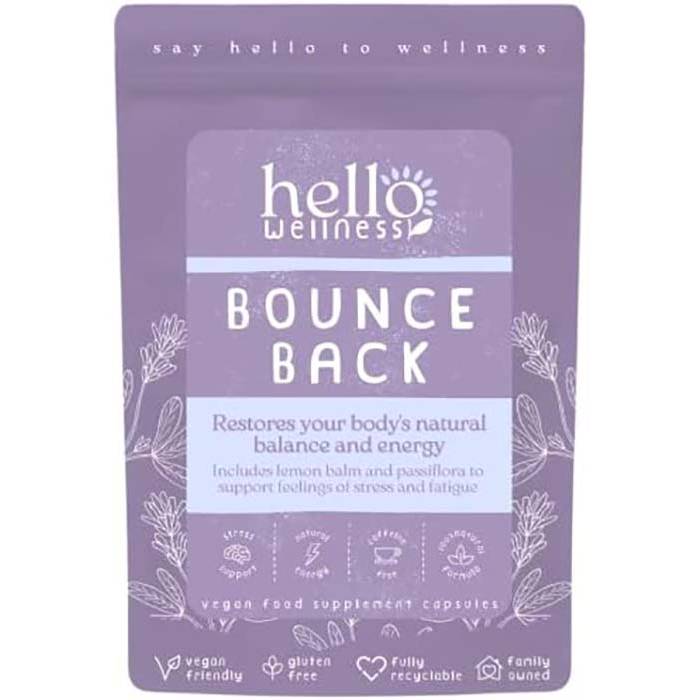 Hello Wellness - Bounce Back Natural Calm Energy Herbal, 60 Capsules