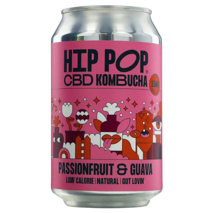 Hip Pop - Passionfruit & Guava CBD Kombucha, 330ml  Pack of 12