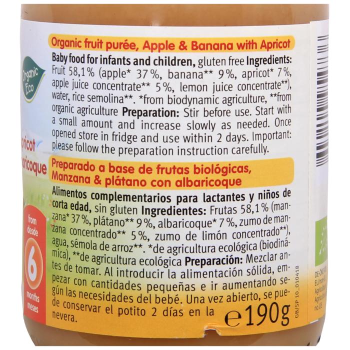 Holle - Holle Organic Jar Apple Banana Apricot, 190g - back