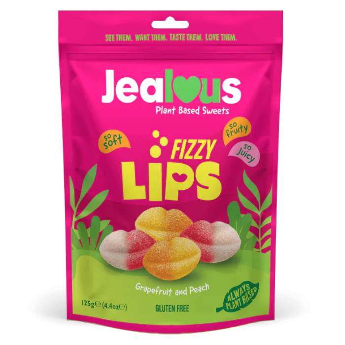 Jealous Sweets - Share Bag, 125g  Pack of 10 - Fizzy Lips