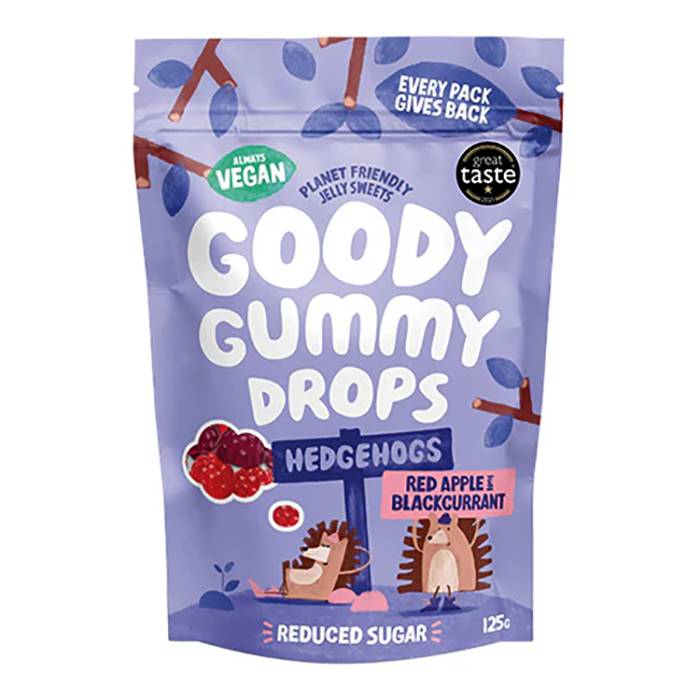 Just Wholefoods - Hedgehogs Goody Gummy Drops, 125g - Pack of 8