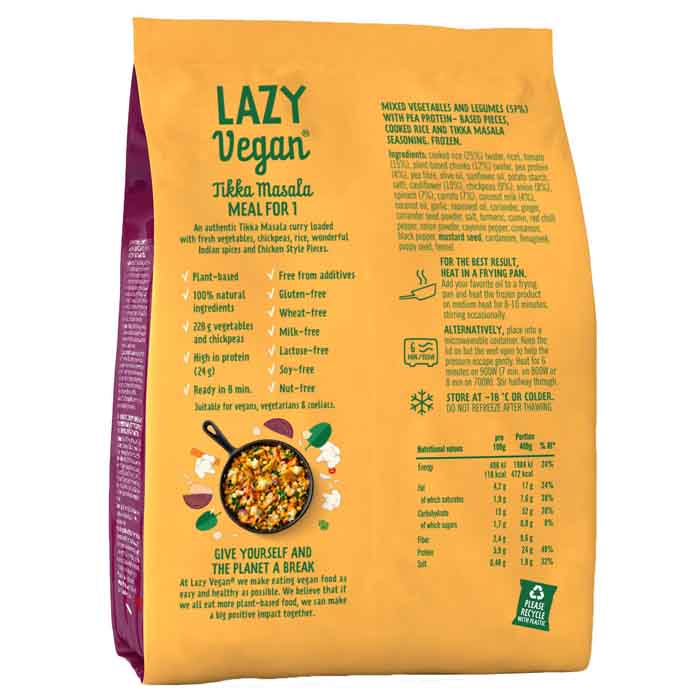 Lazy Vegan - Ready Meal Tikka Masala, 400g - Back