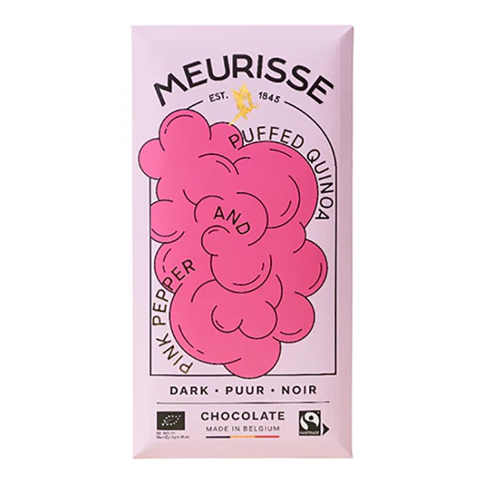 Meurisse - Dark chocolate with Puffed Quinoa & Pink Pepper, 100g  Pack of 15