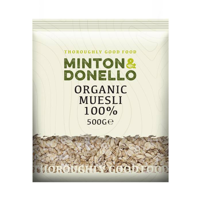 Minton & Donello - Organic Muesli 100% Organic, 500g  Pack of 6