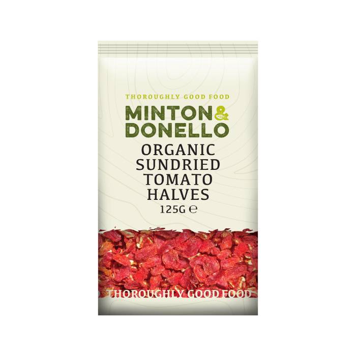 Minton & Donello - Organic Sundried Tomato Halves, 125g  Pack of 6