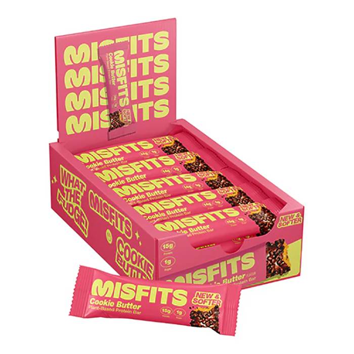 Misfits - Plant Based Protein Bar Cookie Butter, 50g  Pack of 15