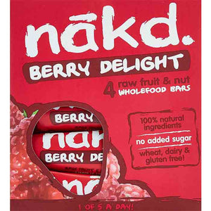 Nakd Bars - Raw Fruit & Nut Wholefood Bars, 4x35g