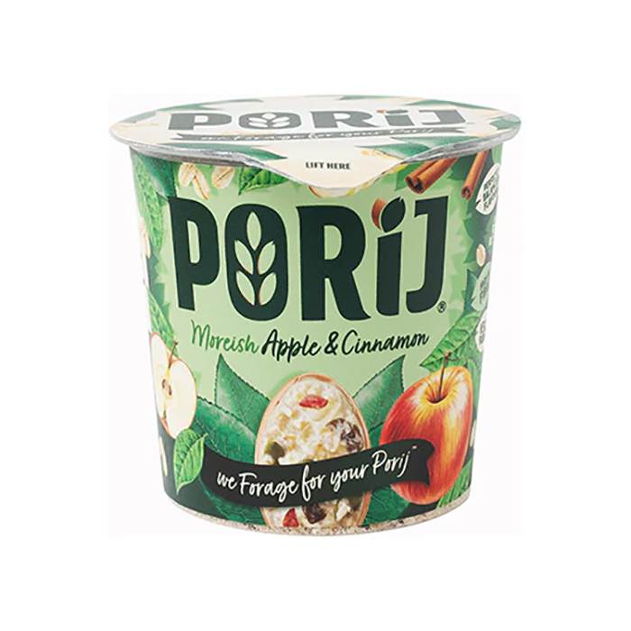 PORIJ - Moreish Apple & Cinnamon Instant Porridge Pot, 60g  Pack of 8 