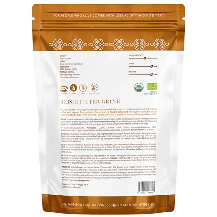 Rå Hygge - Reishi Mushroom Coffee Filter Ground, 227g - Back