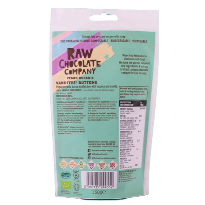 Raw Chocolate Co - Vanoffee Buttons, 150g - Back