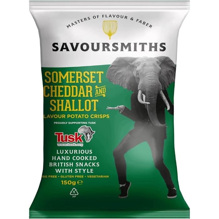Savoursmiths Crisps - Somerset Cheddar and Shallot Potato Crisps, 150g  Pack of 12