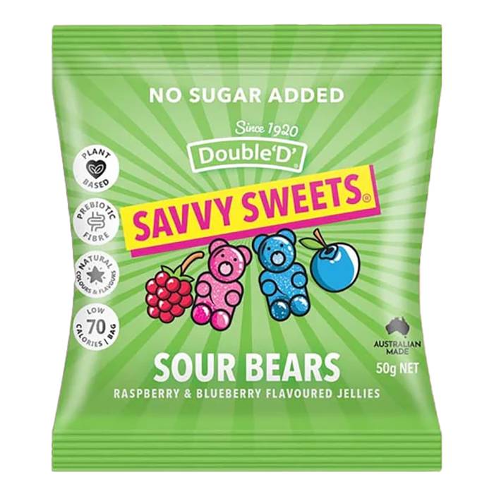 Savvy Sweets - Sour Bears, 50g  Pack of 12