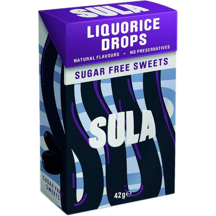 Sula - Sugar Free Sweets Liquorice, 42g  Pack of 14