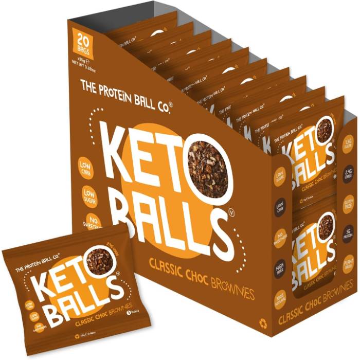 The Protein Ball Co - Keto Ball Classic Choc Brownies, 25g  Pack of 20