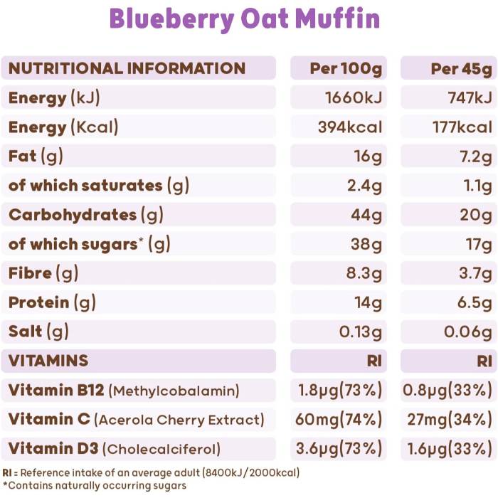 The Protein Ball Co - Protein + Vitamin Balls Blueberry Oat Muffin, 45g  Pack of 10 - Back