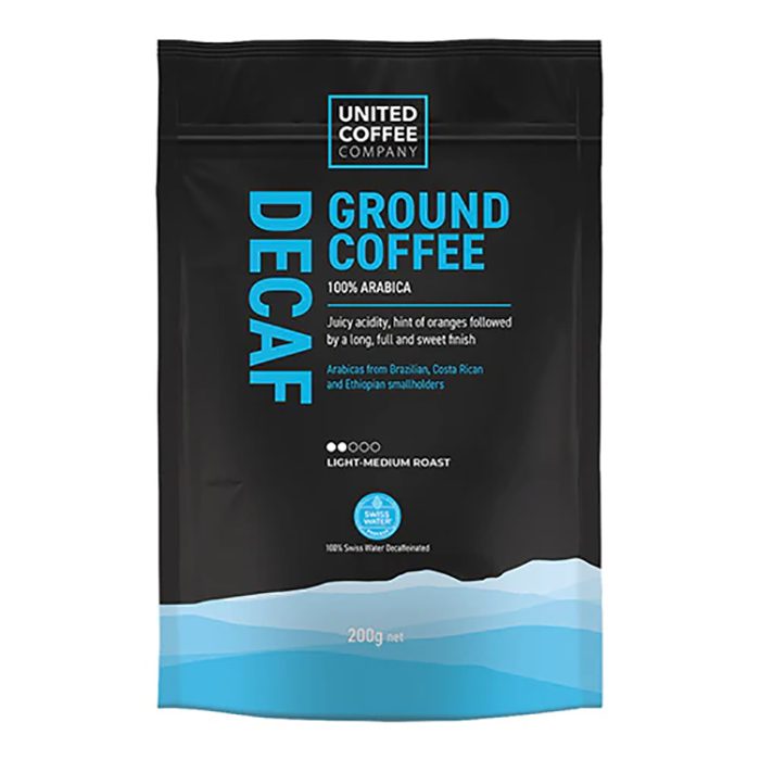 United Coffee - Decaf Roast Ground Coffee, 200g  Pack of 12