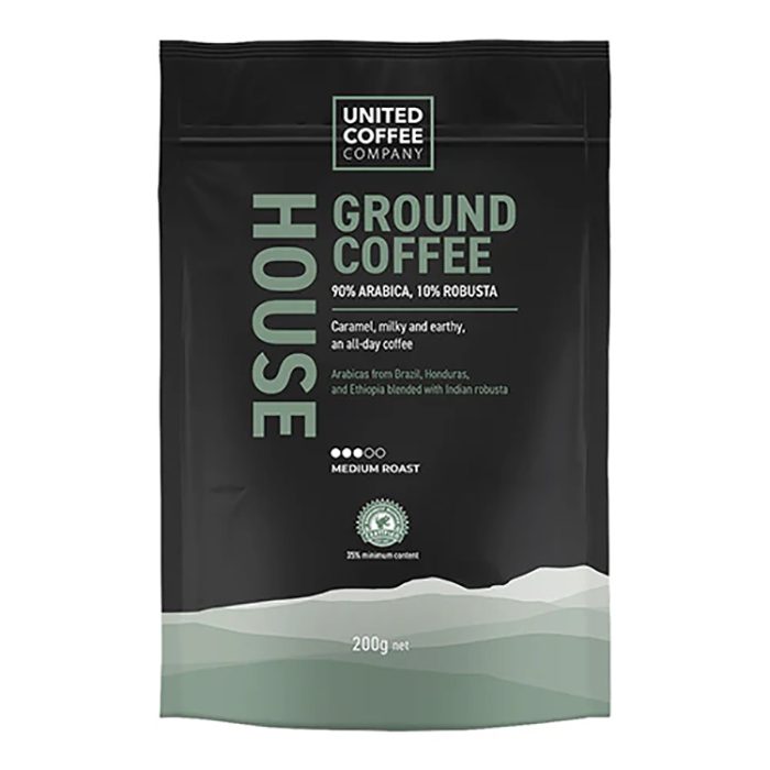 United Coffee - House Roast Ground Coffee, 200g  Pack of 12