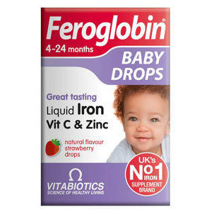 Vitabiotics - Feroglobin Baby Drops Liquid Iron Vitamin C & Zinc 4-24 Months, 30ml