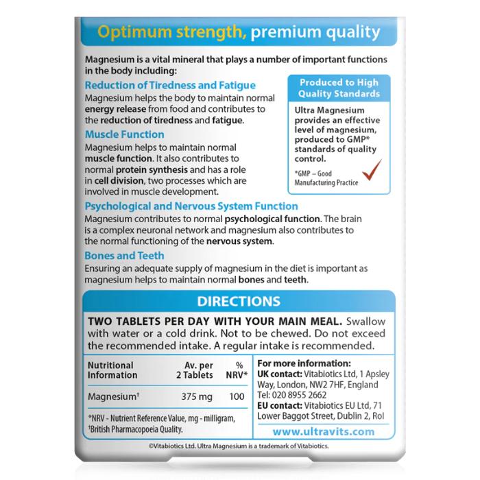 Vitabiotics - Ultra Magnesium, 60 Tabs - back