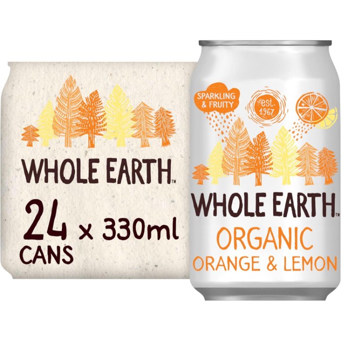 Whole Earth - Organic Lightly Sparkling Orange & Lemon, 330ml  Pack of 24