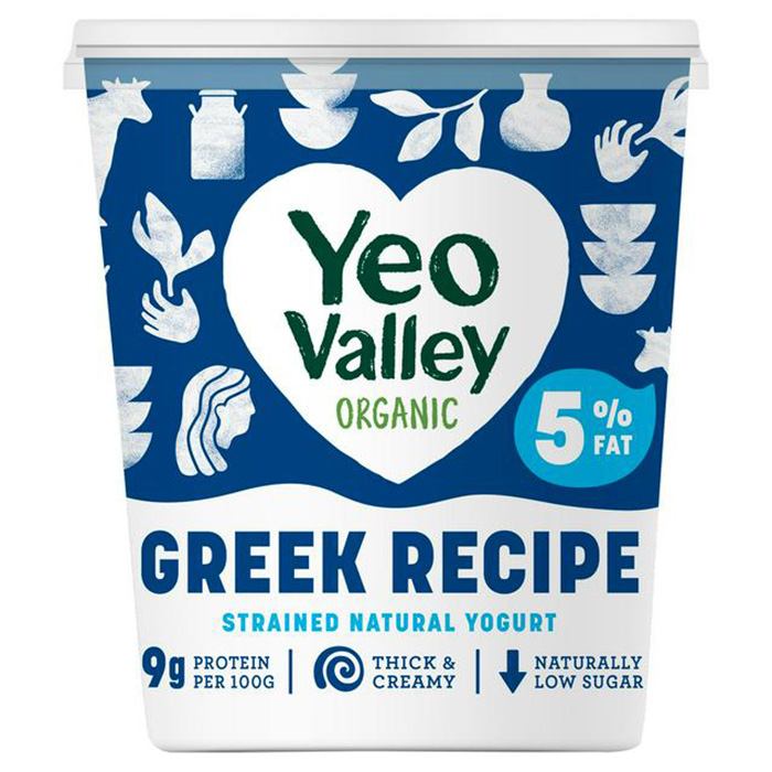 Yeo Valley - Organic Greek Recipe 5% Fat Natural, 850g -  Pack of 6