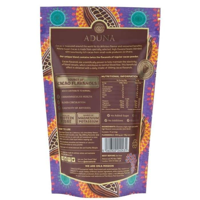 Aduna - Super-Cacao Premium Blend Powder, 275g - back