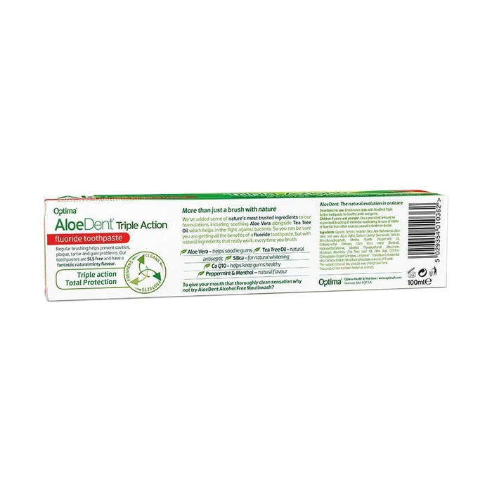 Aloe Dent - Triple Action Aloe Vera Toothpaste with Fluoride, 100ml - back