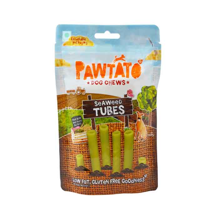 Benevo® - Pawtato® Tubes - Low Fat Dog Treats Seaweed Tubes, 90g