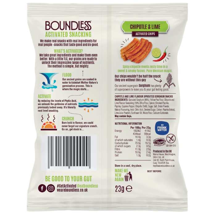 Boundless Activate Snacking - Activated Chips Chipotle & Lime, 23g back