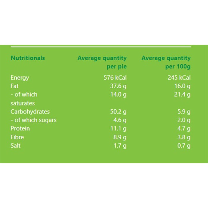 Clives Pies - Organic Creamy Cauliflower Pie, 235g - back