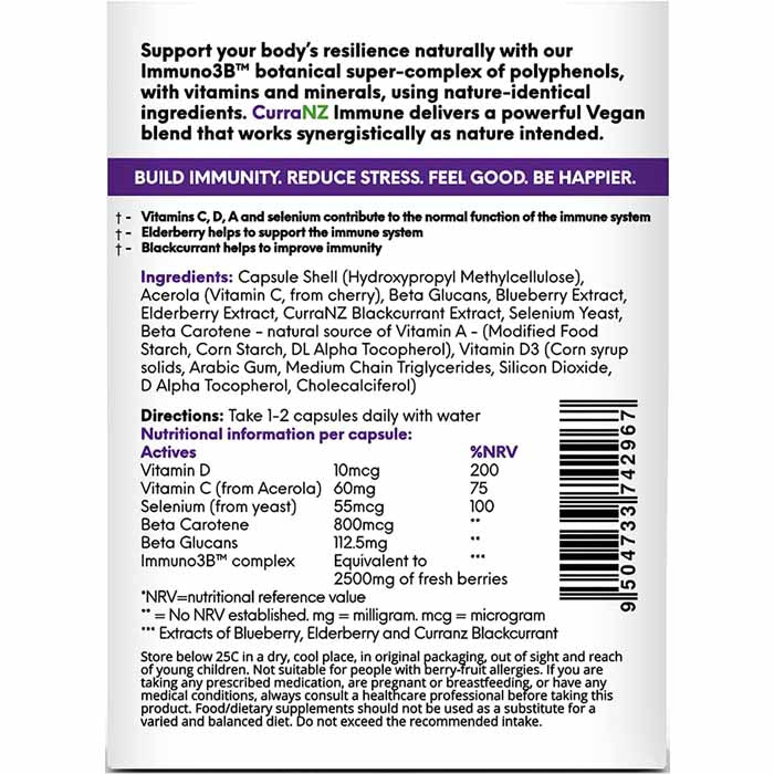 CurraNZ - Immune Support, 30 Capsules - back