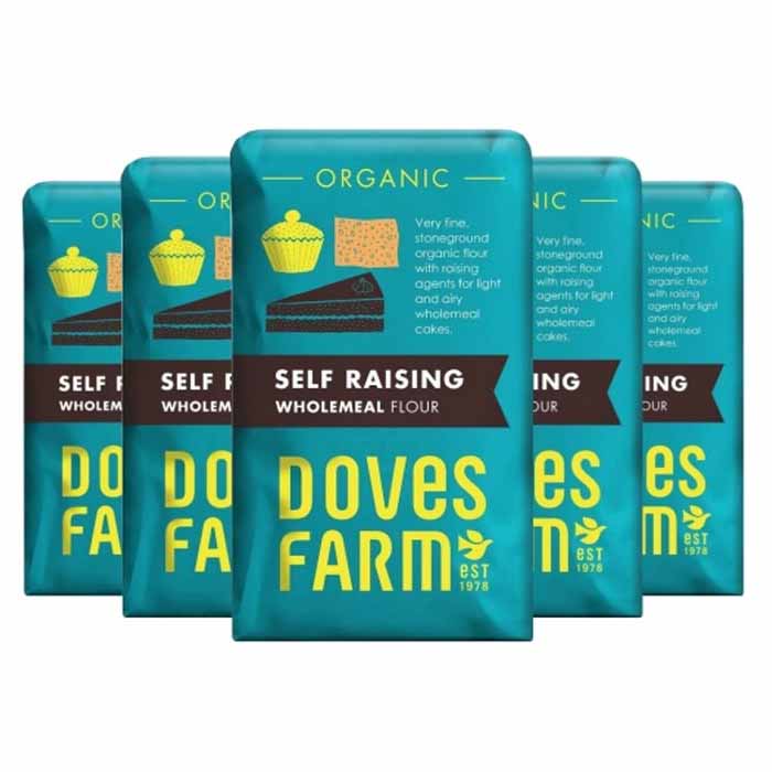 Doves Farm - Organic Wholemeal Self-Raising Flour, 1kg ( 5 Pack)