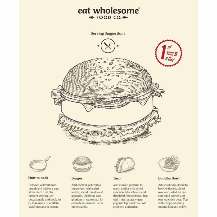 Eat Wholesome - Organic Spiced Beef-Style Pulled Jackfruit, 300g - back