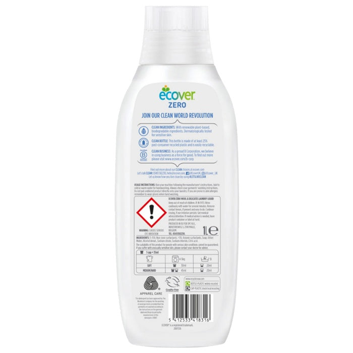 Ecover - Delicate Zero Laundry Liquid, 1L - back 