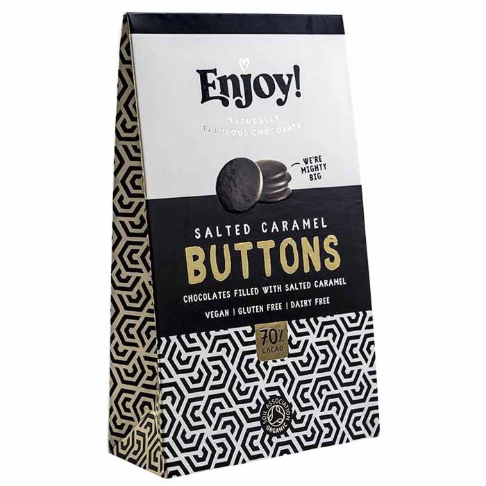 Enjoy! - Caramel Filled Chocolate Buttons, 96g | Multiple Options - PlantX UK