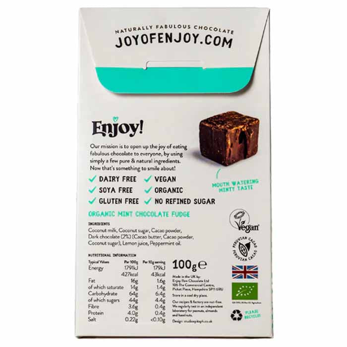 Enjoy! - Organic Chocolate Fudge - Magical Mint (1-Pack), 100g  - back