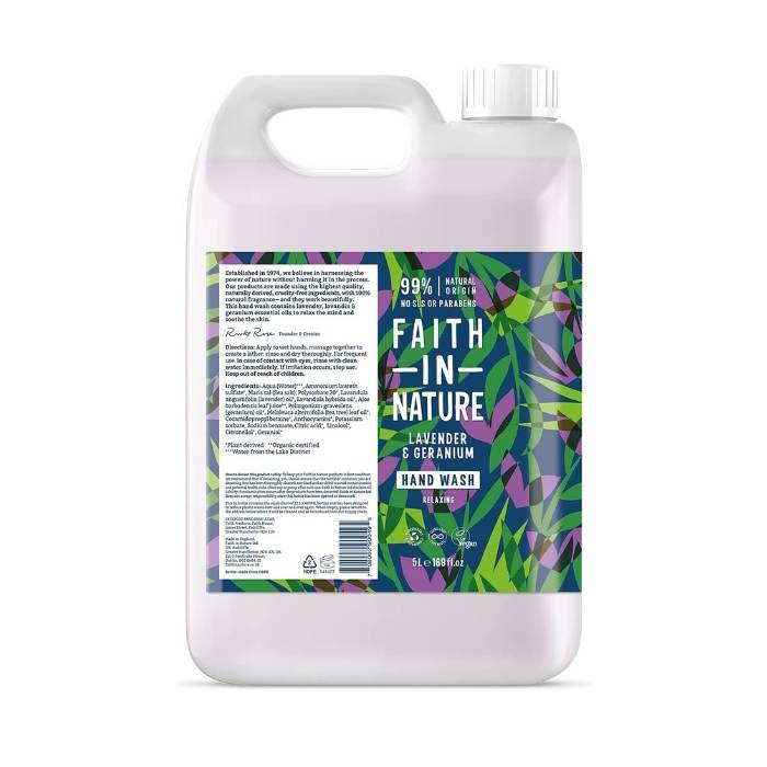 Faith In Nature - Hand & Body Lotion - Lavender ad Geranium 5L - Front