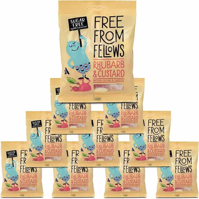 Free From Fellows - Rhubarb & Custard Hard Boiled Vegan Sweets, 70g pack